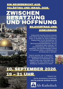 Plakat Vortrag zwischen Besatzung und Hoffnung